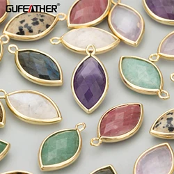 GUFEATHER ME82,jewelry accessories,18k gold plated,copper,nickel free,natural stone,diy pendants,charms,jewelry making,4pcs/lot