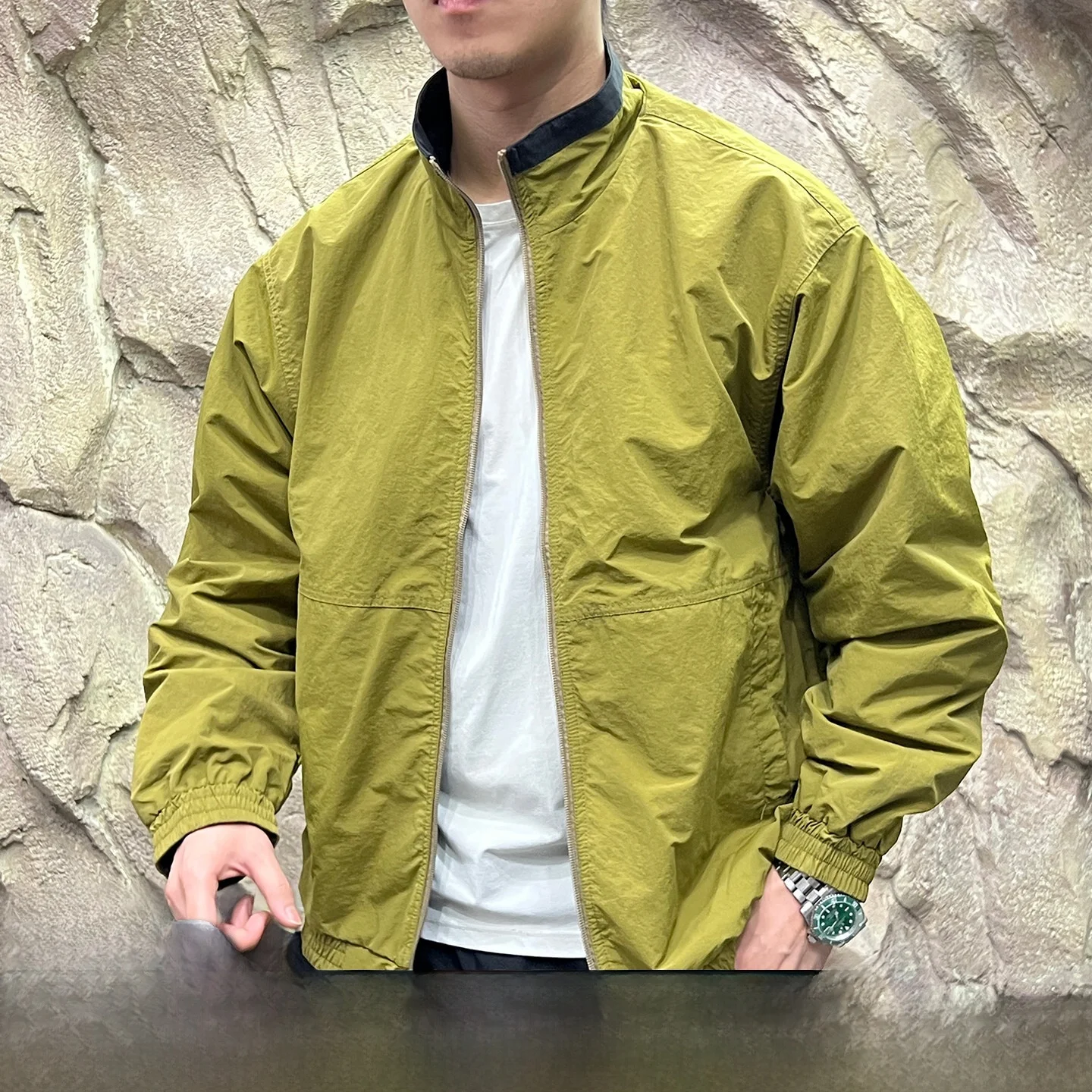 ex Double-Sided Wearable 3D Tailored Lightweight Tech Fabric Stand Collar Jaet Casual Sle Windproof Long Sve Zippe...