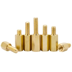 100pcs Hex Brass Standoffs Stud M3*4/5/6/8/10/12/15/16/18/20 external thread 3mm 4mm 5mm 6mm 8mm Brass Spacer Hollow Pillars