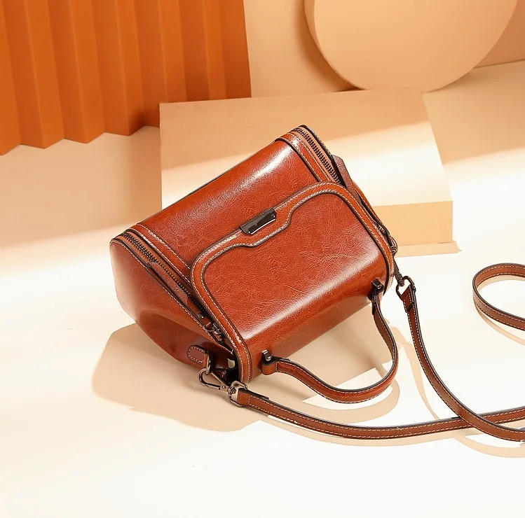 Genuine Leather Women Flap Handbag Solid Crossbody Bags