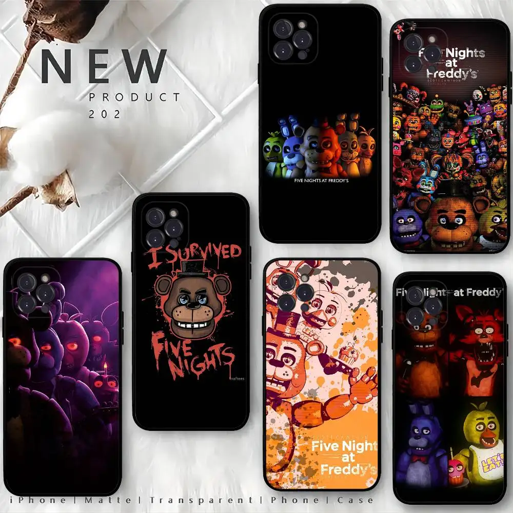 Чехол AmineF- Fnaf F-Five-nights-At-Freddys для телефона для iphone 16, 15, 14, 13, 14, 12, 11 Pro Max Plus, черный чехол-чехол