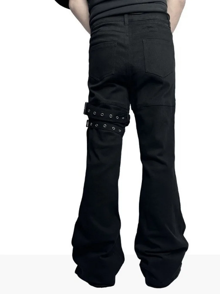 2025 Ropa Y2K Fashion Strap Zipper Black Slim Casual Jeans Pants For Men Clothing Gothic Cotton Long Trousers Pantalon Hombre