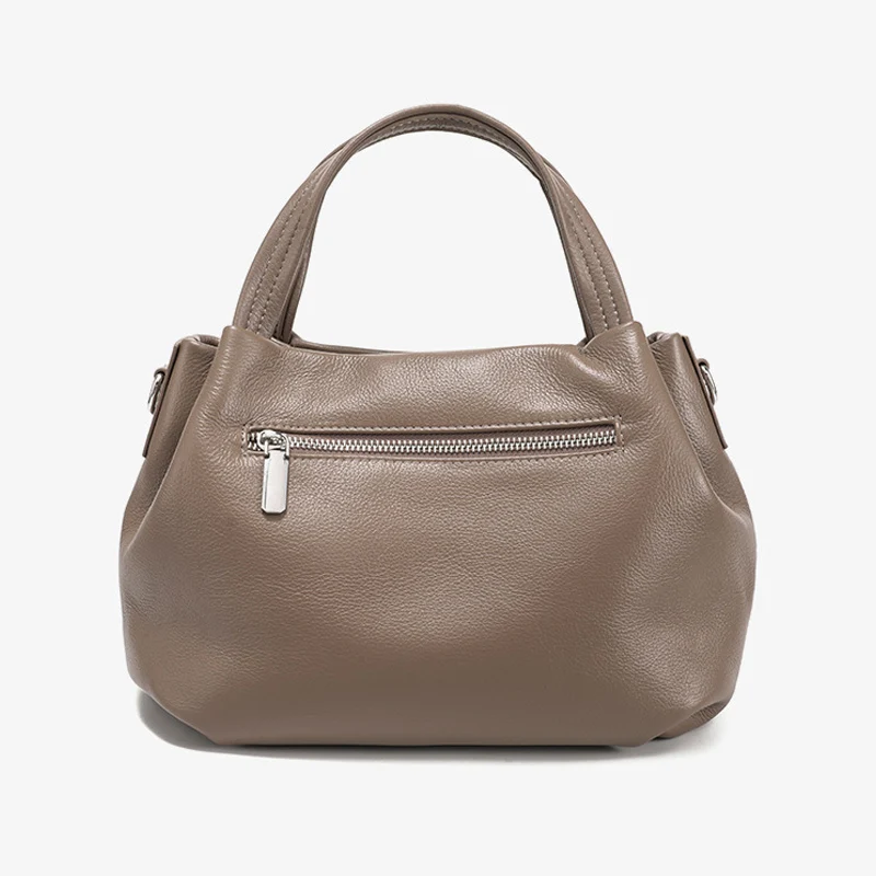 Women Minimalist Soft Cowhide Mini Tote Handbag Top Handle Shoulder Bag with Detachable Adjustable Strap Elegant Crossbody Purse