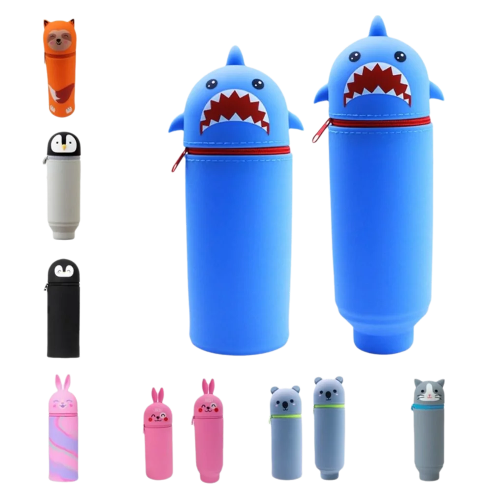 

1 шт., милый складной пенал в форме животного, силиконовый контейнер для ручек, грязеотталкивающий, сломанный, коробка для ручек для студентов