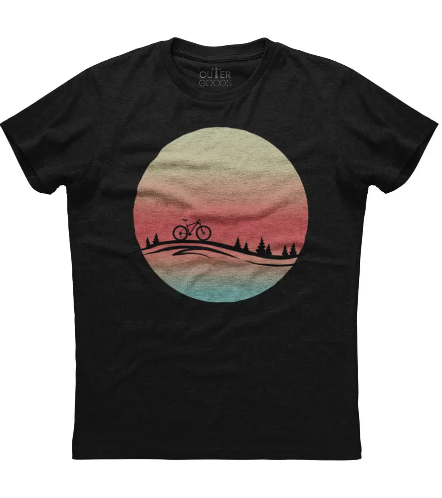 Mountain Bike In Sun Rise Mens Short Sleeve New Cotton Black T-shirtHigh quality 100% cottonAnime Graphic T-shirts for Men Cloth