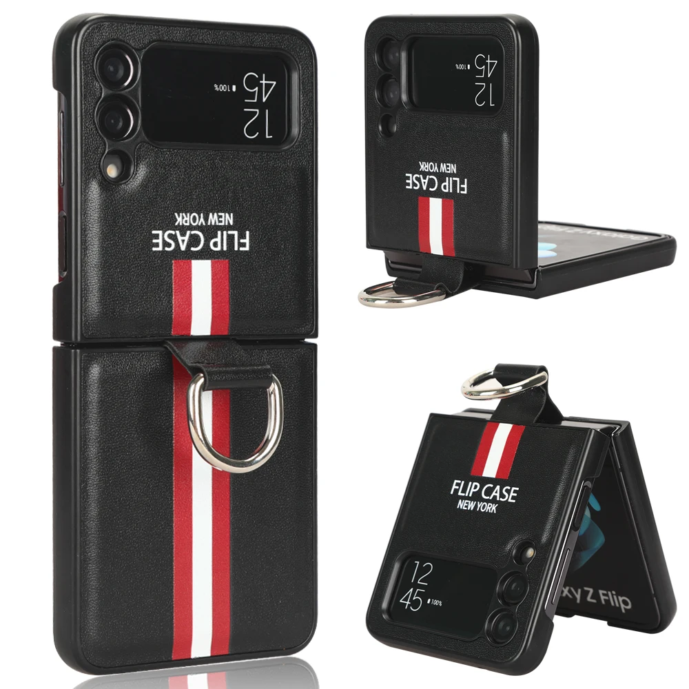 Luxury PU Leather Case For Samsung Galaxy Z Flip 3 4 Scratch-Resistant Solid Color Cover For Samsung Galaxy Z Flip3 zflip4 Case