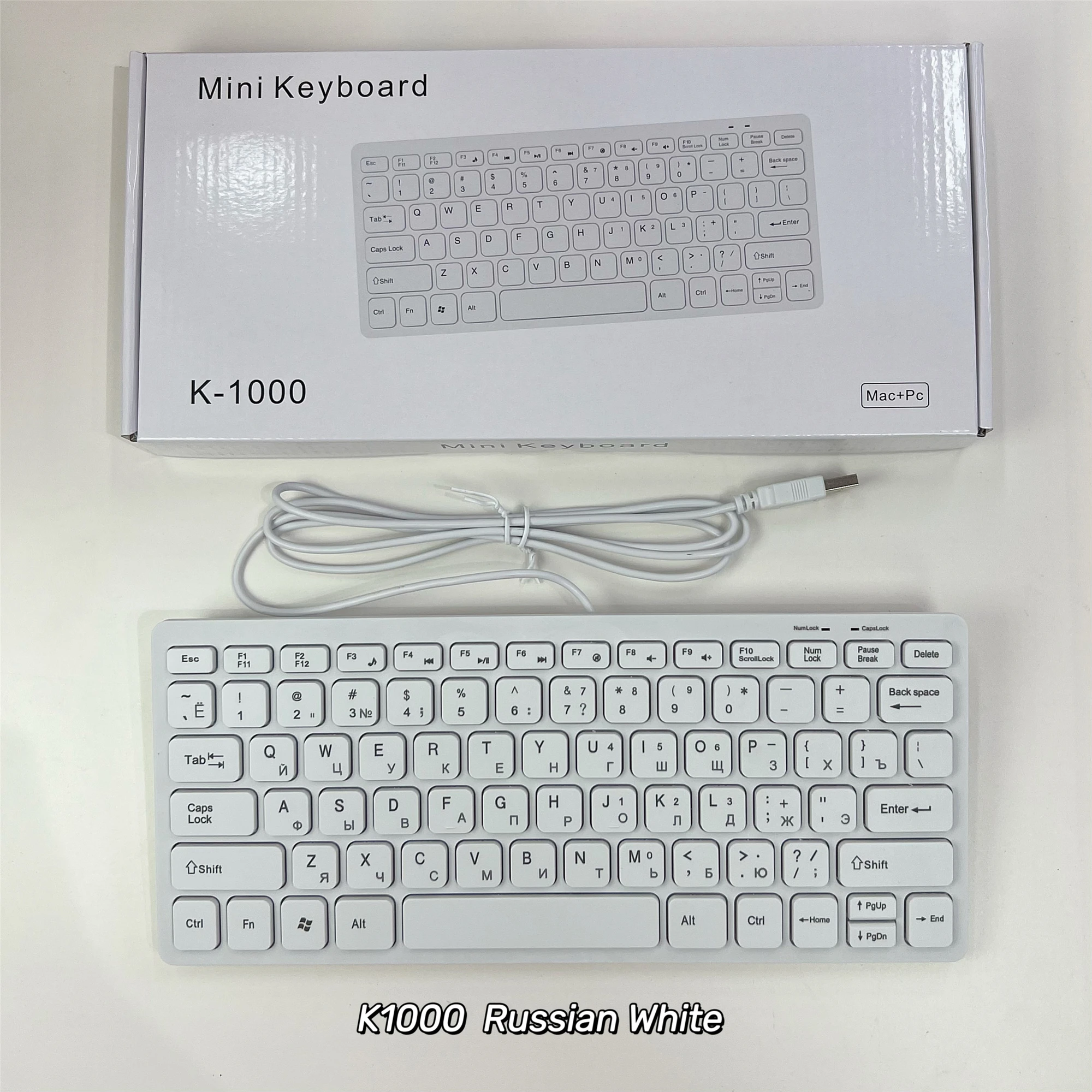 Korean/Russian/Japanese/Hebrew/Arabic/ White KB USB Wired mini Keyboard Language 78 Keys for Desktop Computer PC Laptop Thin