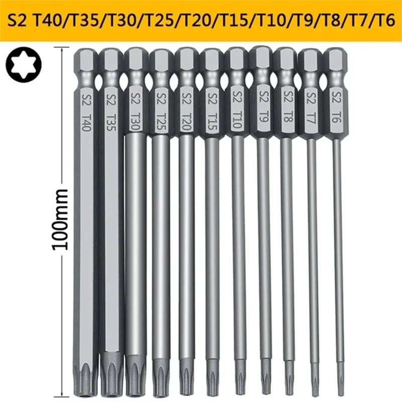 11 Pz 12 Pz Set di punte di sicurezza Cacciavite a prova di manomissione Punta da trapano Punte per cacciavite Torx Testa piatta 1/4 Punte per cacciavite esagonale TORX Set T8