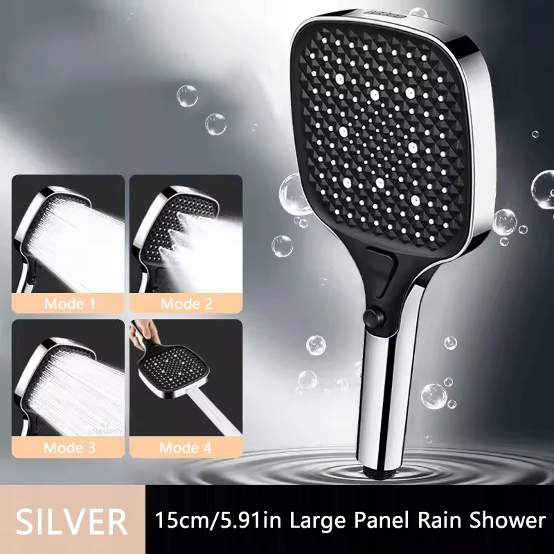 

High Pressure Shower Head 4 Jet Modes Big Panels Shower Head with Large Water Outlet Nozzles Hotel Bathroom Accessories