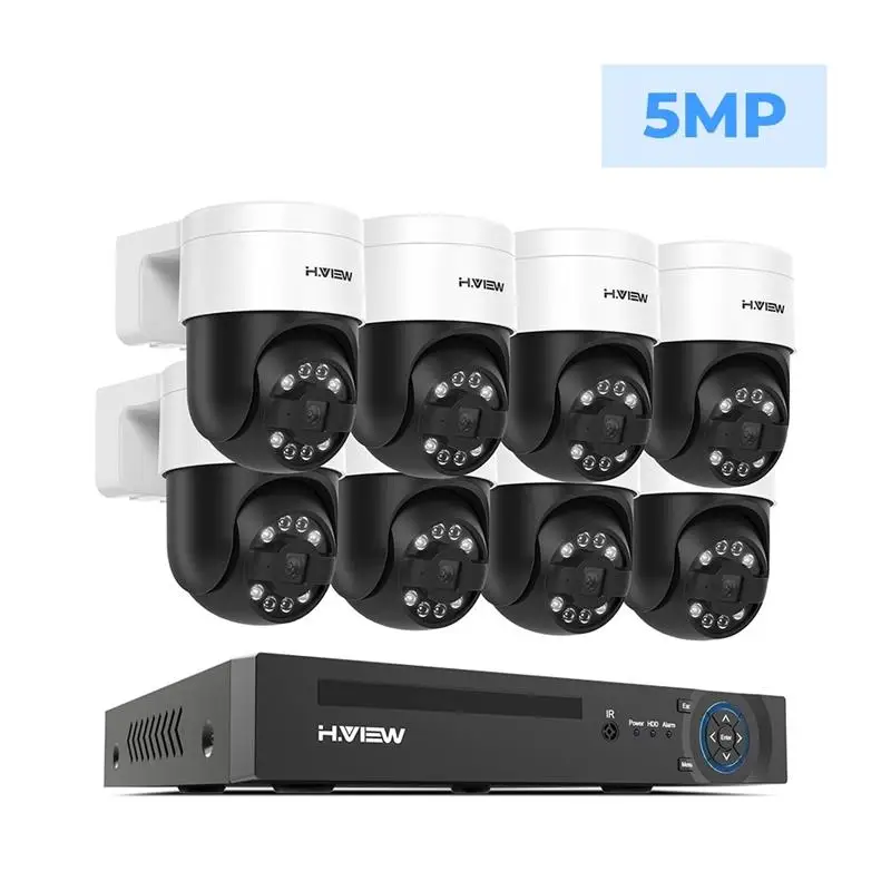 New H.view 8Ch 4K 5MP 8MP Cctv Security Camera System Ptz Home Video Surveillance Kit Outdoor Ip Camera Humanoid Detection