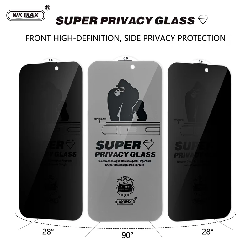 아이폰 16 15 14 13 12 17 Pro Max용 슈퍼 방진 프라이버시 스크린 보호필름 3개, 아이폰 11 PRO XR X XS MAX용 안티 스파이 강화유리