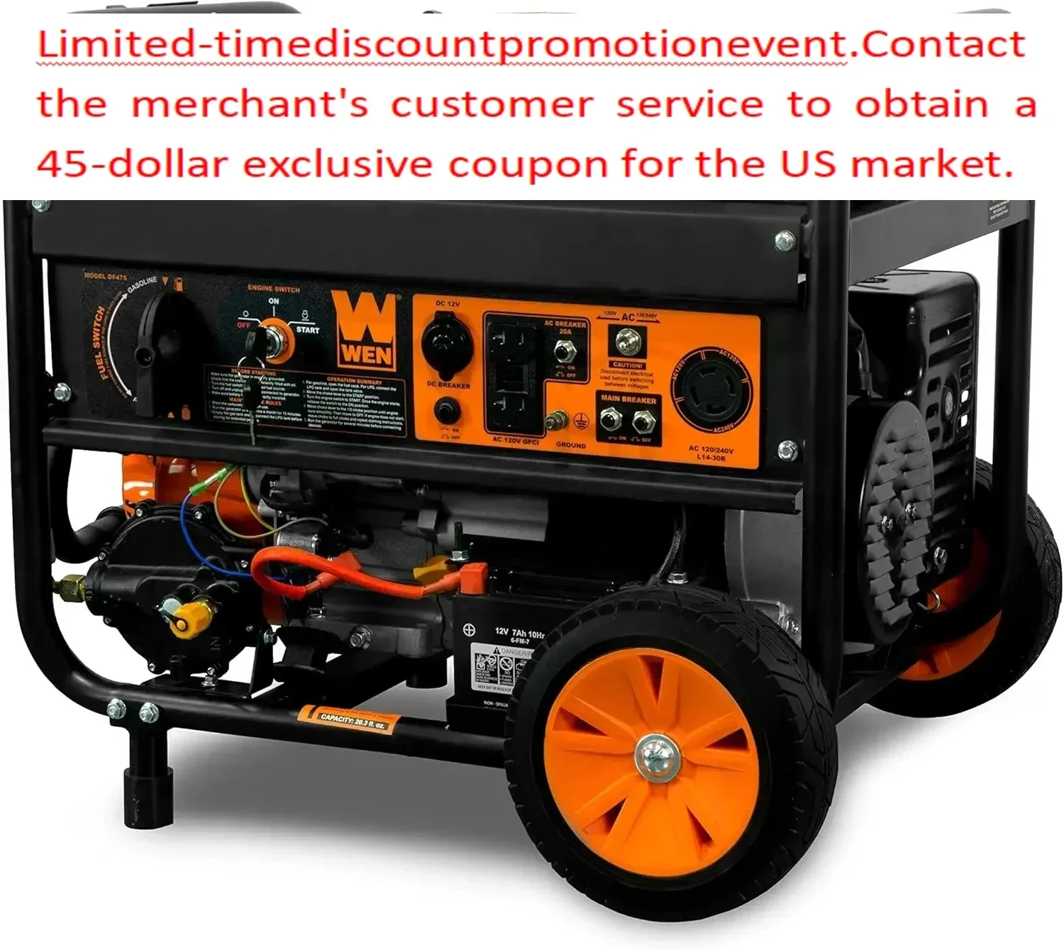 

4,750-Watt 120V/240V Dual Fuel Portable Generator with Wheel Kit and Electric Start (DF475T)