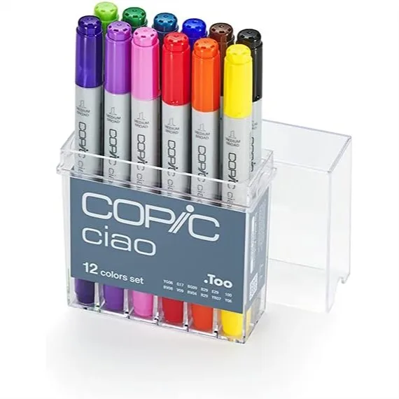 

Alcohol Markers 12 Basic Color Set Dual Brush Tip Art Markers For Drawing Coloring Illustration