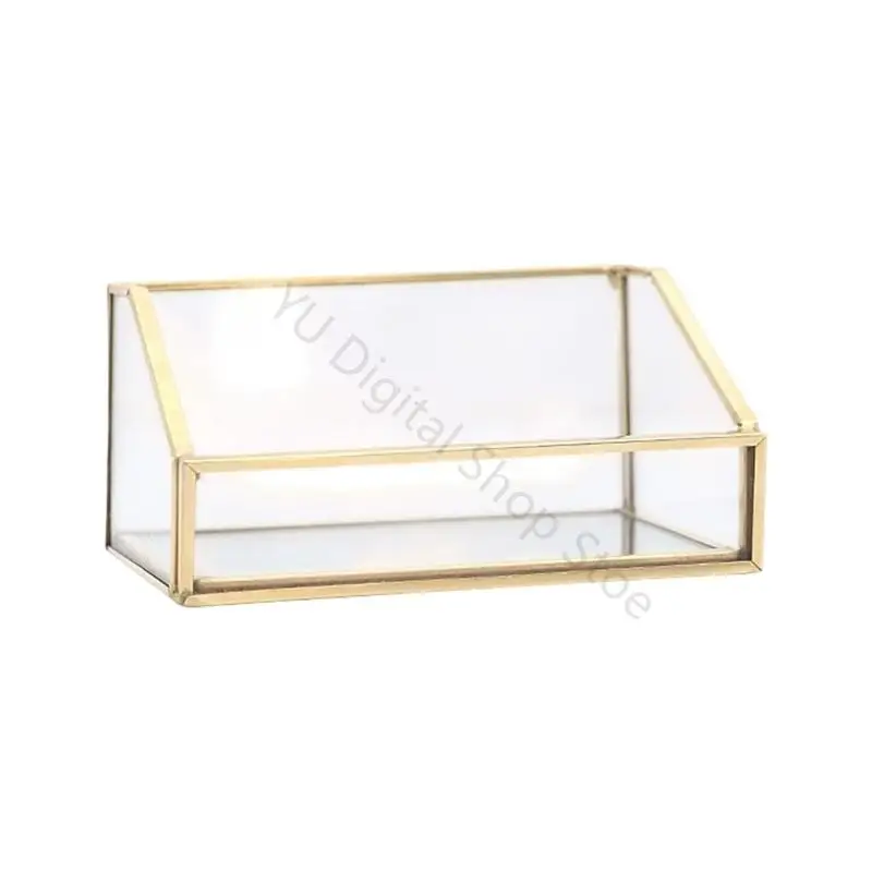 96BA Kartenhalter aus Glas mit goldenem Rahmen für die organisierte Kartenpräsentation auf dem Schreibtisch – Detail 10