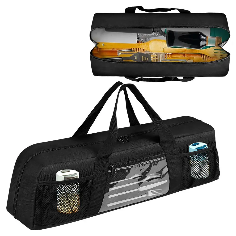 Outdoor BBQ Tool Storage Bag Heavy Duty Organizer Case For Grilling Accessories Camping Travel Portable Handbag