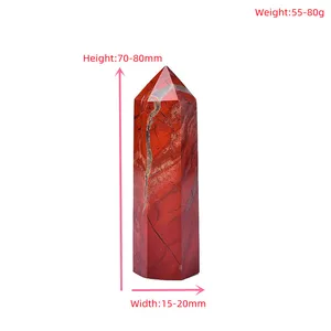 Natursteinkristallpunkt, roter Jaspe, heilender Obelisk, Quarz -Turm, Verzierung für Dekoration, Energiesteinpyramide, 1PC 9 Hauptverkäufe rotes Kristall - №7