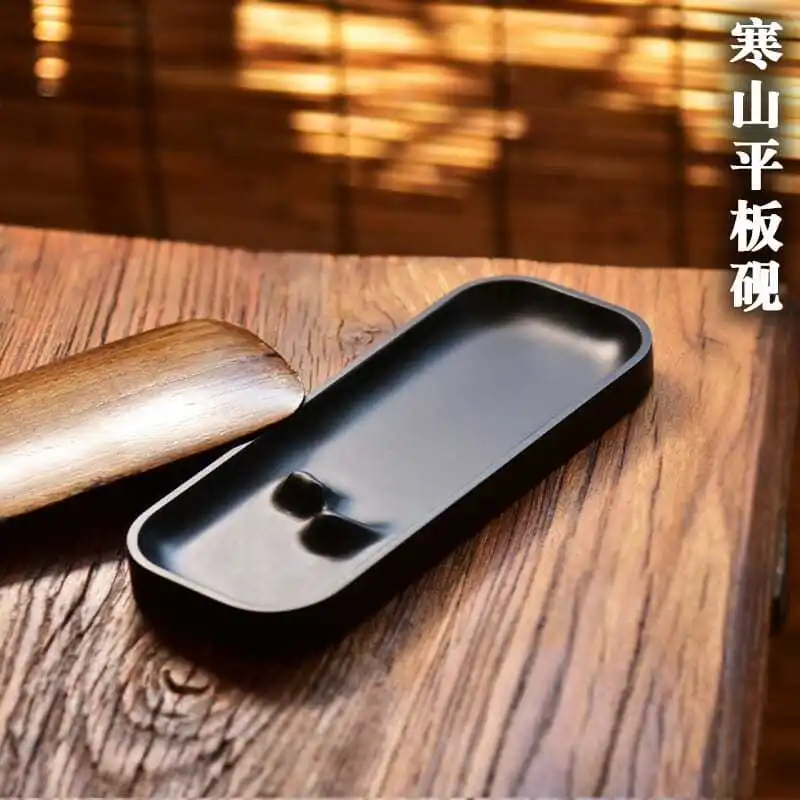 Original flat inkstone Anhui inkstone calligraphy special high-grade inkstone tea tray with lid