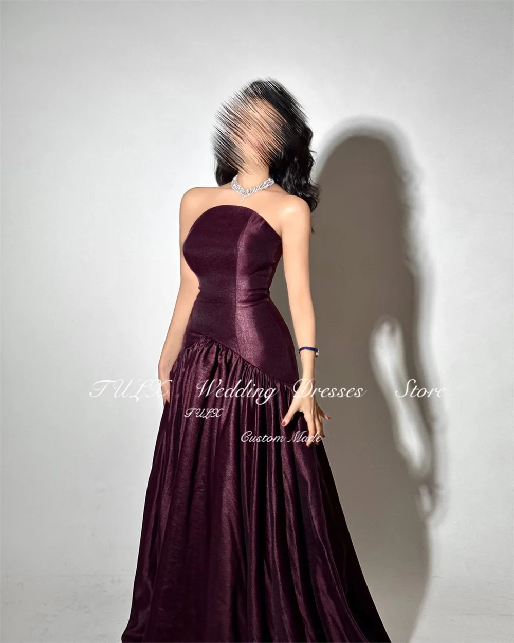 Eleganckie suknie wieczorowe z tafty TULX, bez ramiączek, bez rękawów, plisowane suknie balowe do ziemi, arabskie, na formalne okazje, szyte na miarę, kolekcja 2025