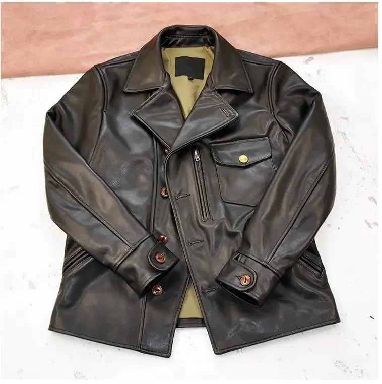 CC SHop Top.Italian full grain cowhide jacket.Cool Men quality real leather coat.Classic Rider's leather wear. Cuero natural