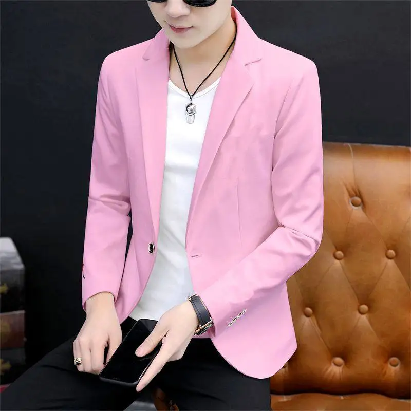 

Новый весенний повседневный мужской костюм: приталенный, молодежный, модный, из полиэстера, с длинными рукавами, на одной пуговице