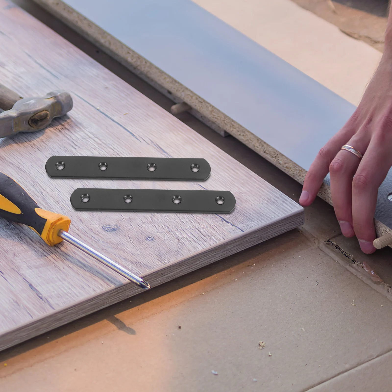 

4pcs Straight Bracket Flat Metal Plates For Wood Repair Mending Plate Heavy Duty Brackets Reinforcement Support Mounting