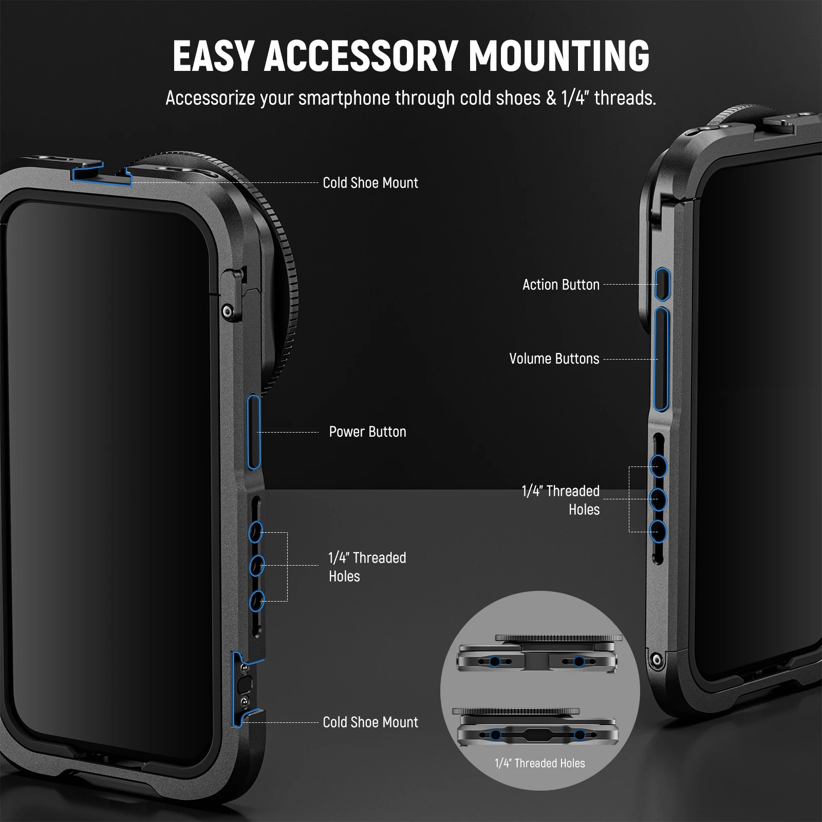 NEEWER Phone Cage Video Rig with Dual Handles For iPhone 15 Pro /Pro Max Smartphone Stabilizer for Video Recording 