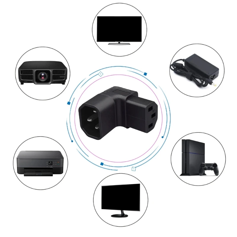 IEC320 C14 to C13 Up/Down Power Plug C14 3 Pin Male To C15 Female Side Bend Conversion Plug Adapter For PC Dropsale