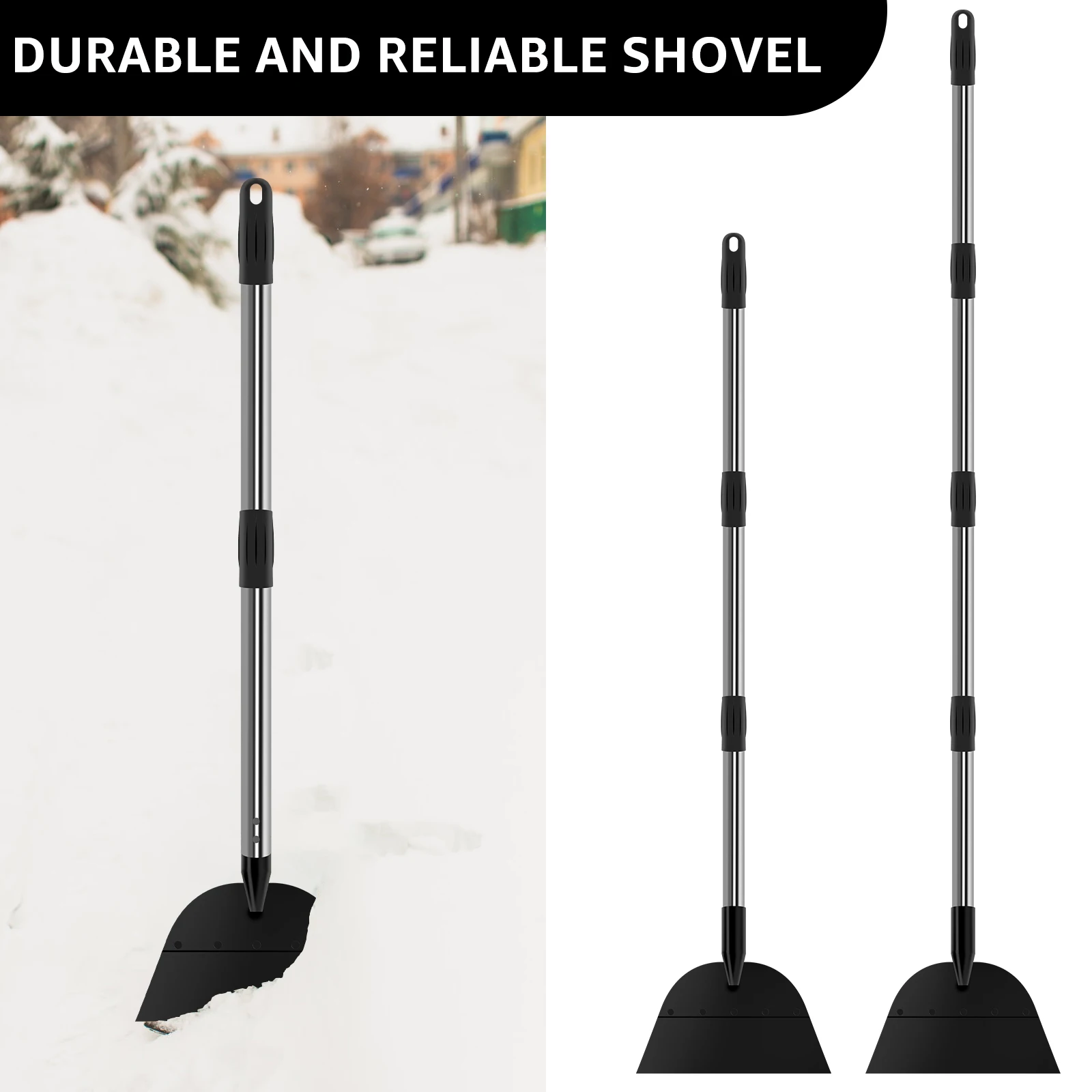 Flat Snow Shovel 53.3/67.5inch Multifunctional Ice Scraper Shovel Garden Cleaning Shovel Adjustable Weed Removal Scraper Flat