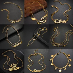 Nextvance Personalized Custom Name Bracelet For Women Men Stainless Steel Adjustable Double Layers Chain Wrist Jewelry Gifts