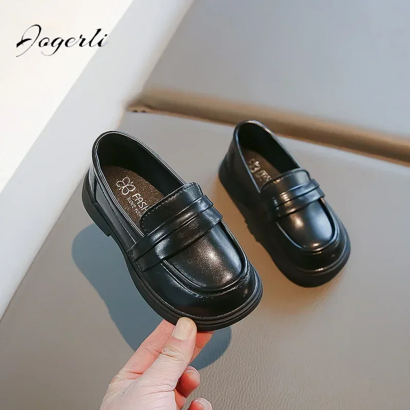 

Girls' PU Leather Shoes Spring Autumn New Children's Soft-soled Princess Flats Black School Student Slip on Casual Loafers