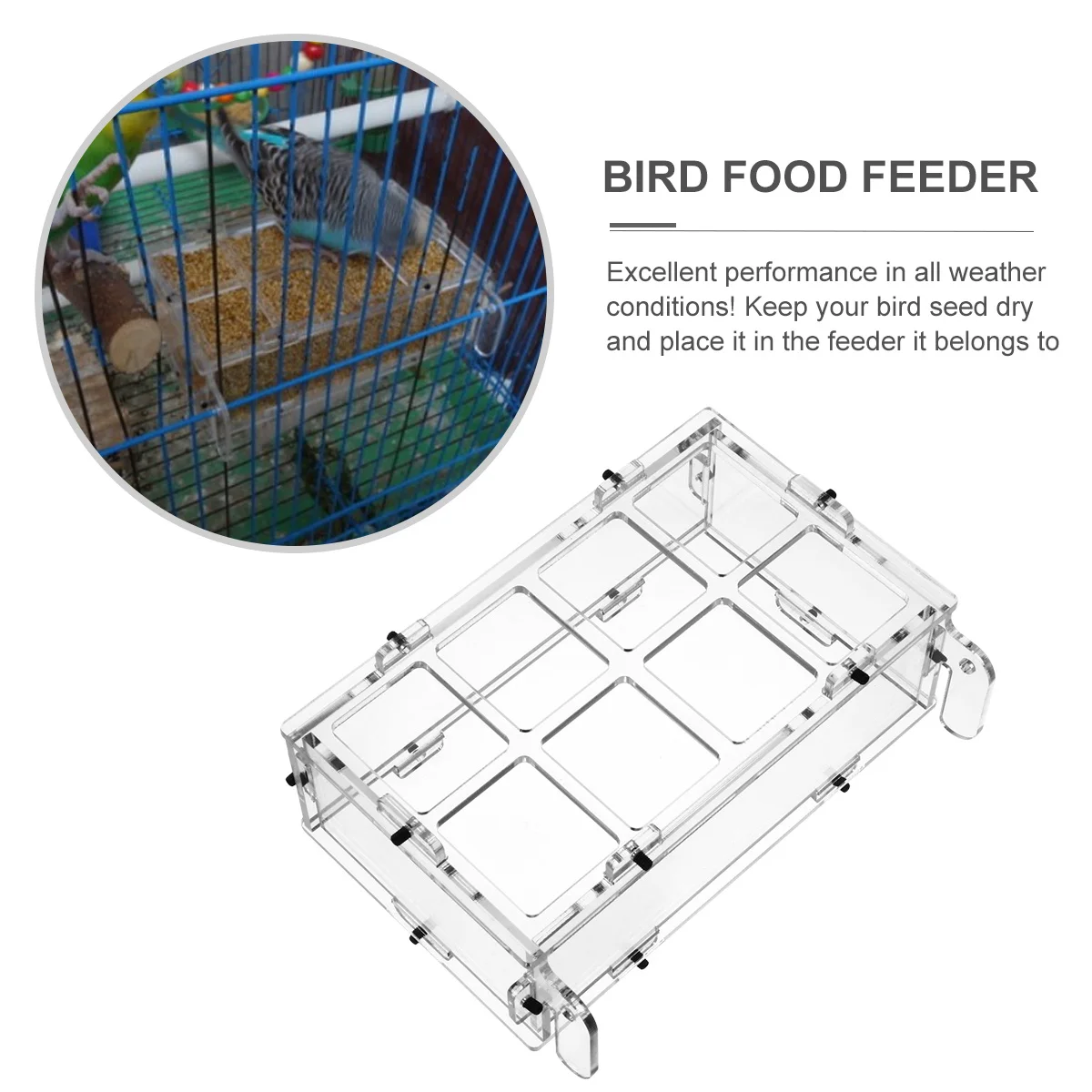 

Parrot Cages Feeder 8 Slots Acrylic Bird Feeding Case Durable Eco-Friendly Practical Convenient Long-Lasting Weatherproof