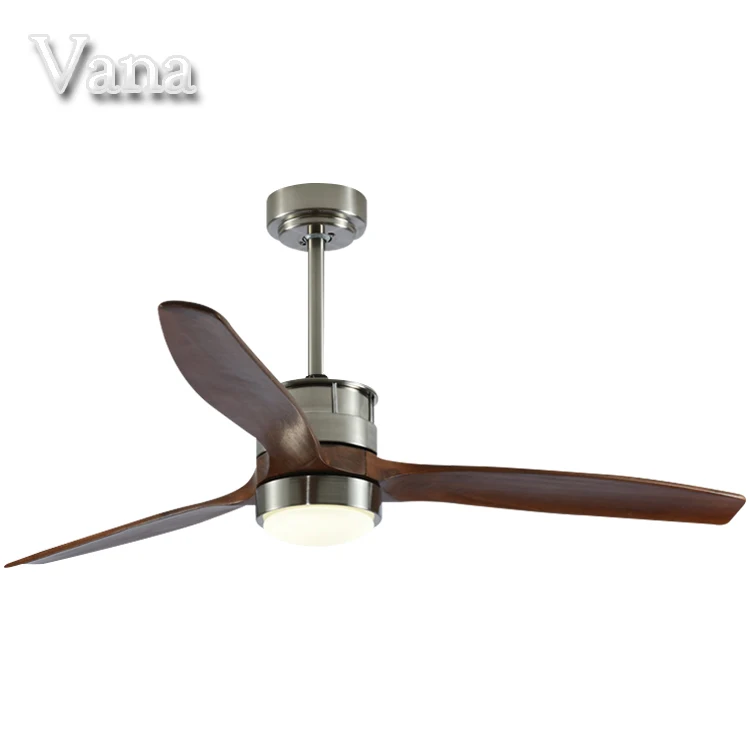 Decorative Three Blade Drak Wood Fan Ceiling Oscillating Electric LED Wooden Pure Copper DC Silent Motor Ceiling Fan With Light