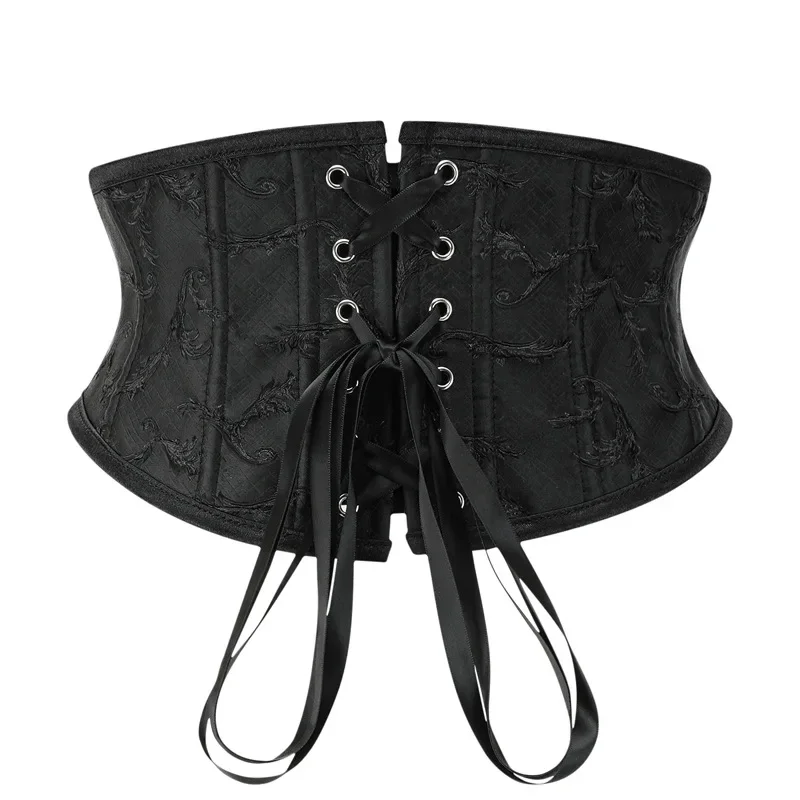 Womens Sexy Bustiers & Corset Belt Lace Up Plastic Bones Satin Underbust Waist Training Corset Underbust Corset