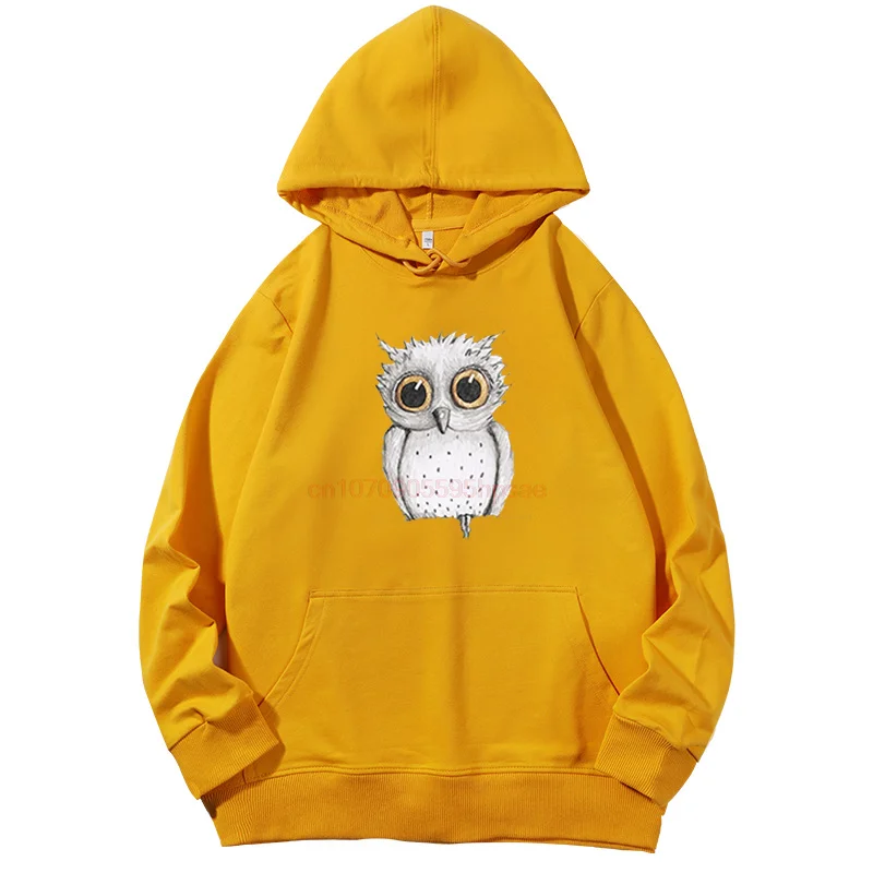 Cute Owl With Big Orange Eyes Fashion Hooded Sweatshirt Spring Autumn Essentials Hoodie Pullovers New In Sweatshirts Man Hoodie