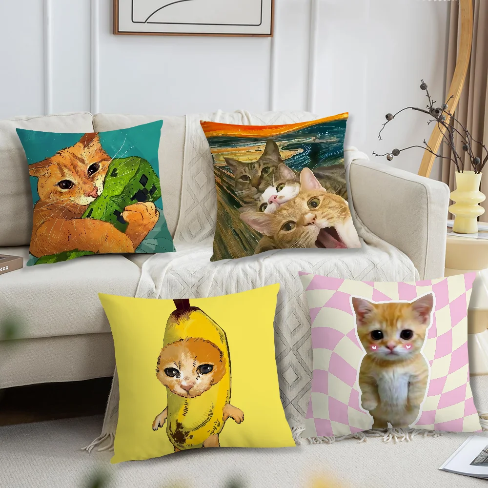 Banana Cat Meme Abstract Funny Painting Comfortable Soft Pillow Case for Sofa Living Room Home Office Decor Protective Covers