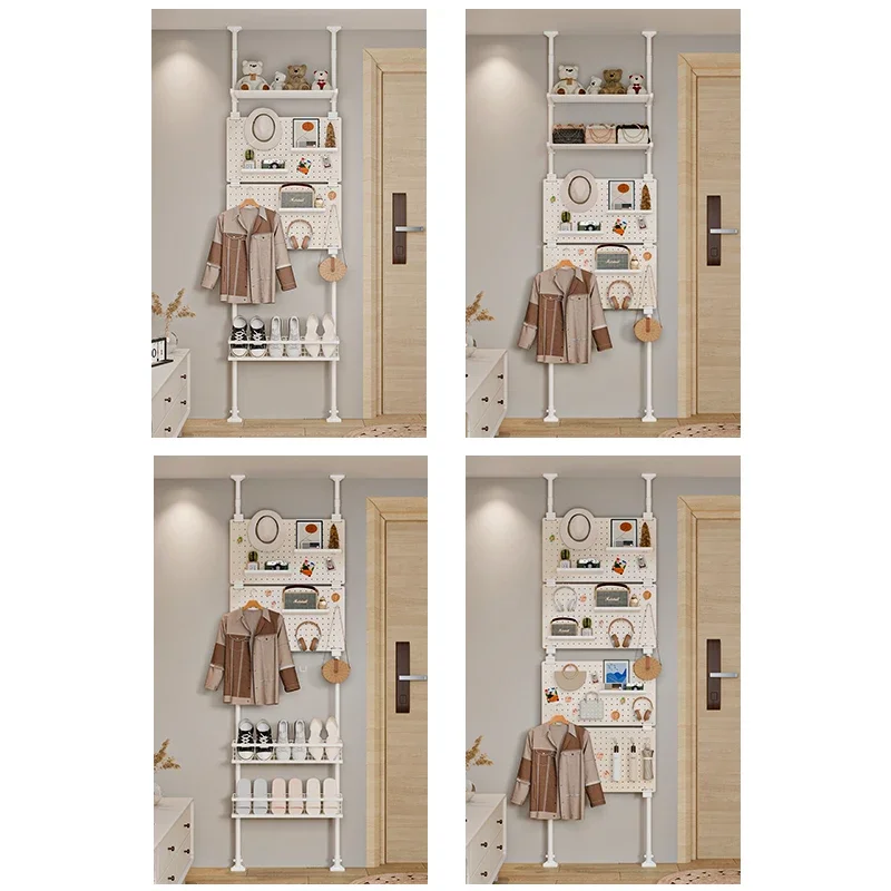 Coat rack, ultra-thin hole board shoe rack at the back of the door, integrated with the door, set a hanger up top and bottom