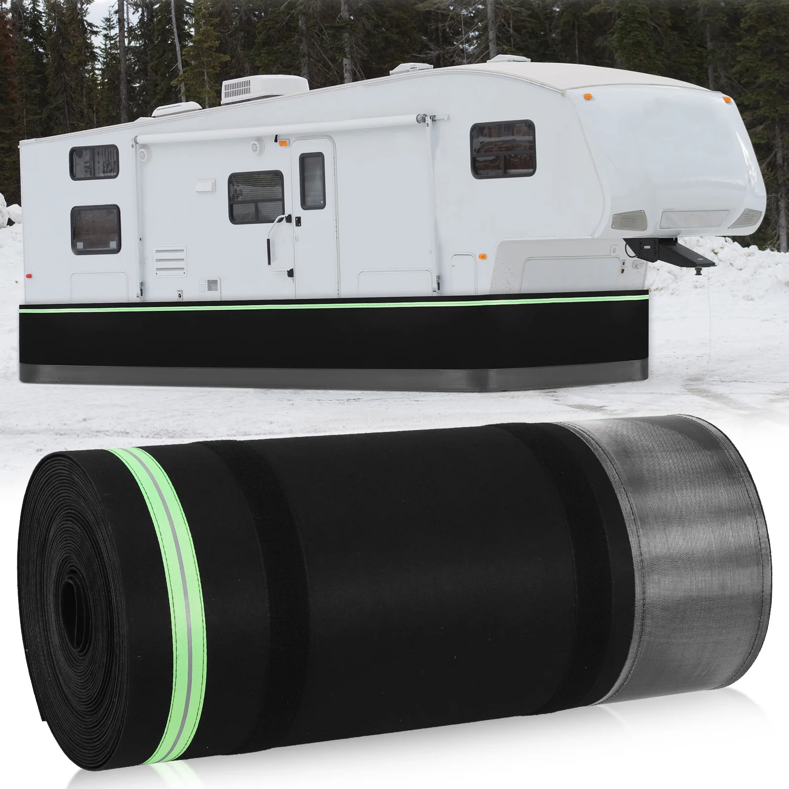 

Insulated Camper Skirt with Tightly Metal Plates Underpinning Cover Easy Installation Waterproof for Travel Trailer Motorhome