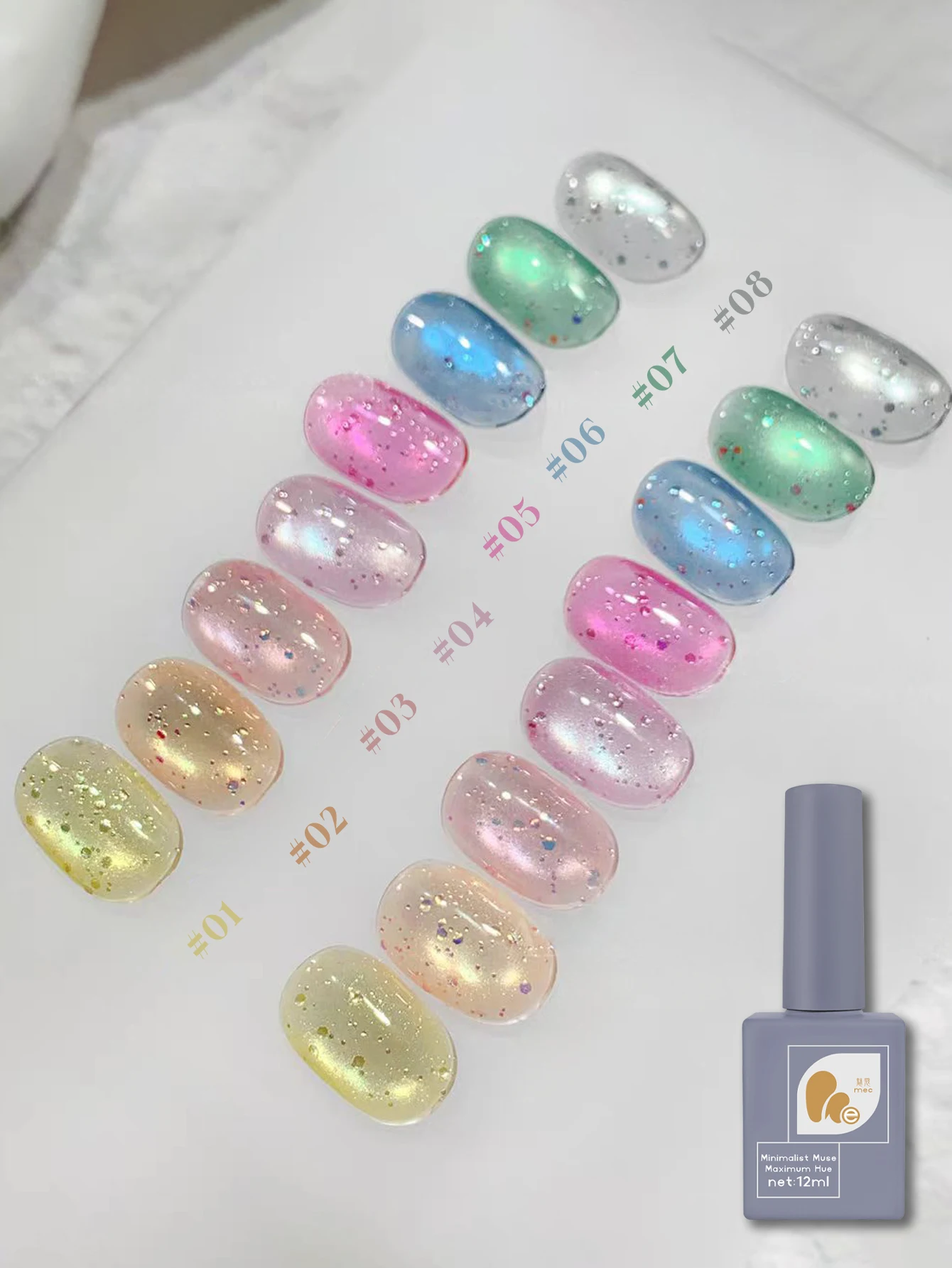 1-8個入り-mec-12ml-パールキャッツアイジェルネイルポリッシュセット、夏に人気のシアーカラージェルヴァーニッシュネイルキット、ソークオフuv-ledジェルポリッシュ