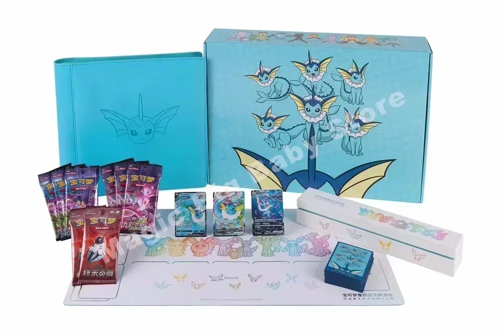 Original genuíno pokemon ptcg cartão chinês ibrahimovic caixa de presente avançada reib fogo eevee água eevee nove cores reunir pengyuan