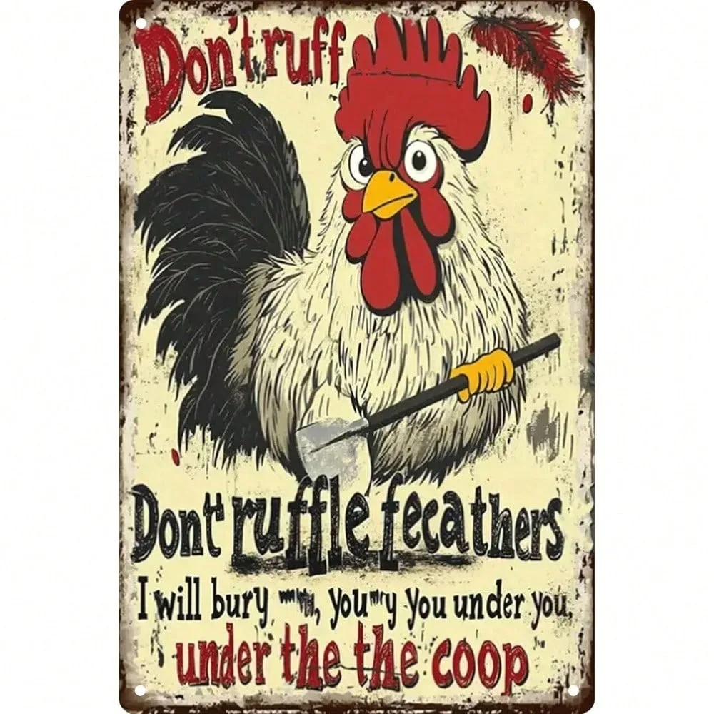 

Vintage Farmhouse ChickFit Tin Sign 8x12 Inch Funny Chicken Decor for Wall Weatherproof Hen House