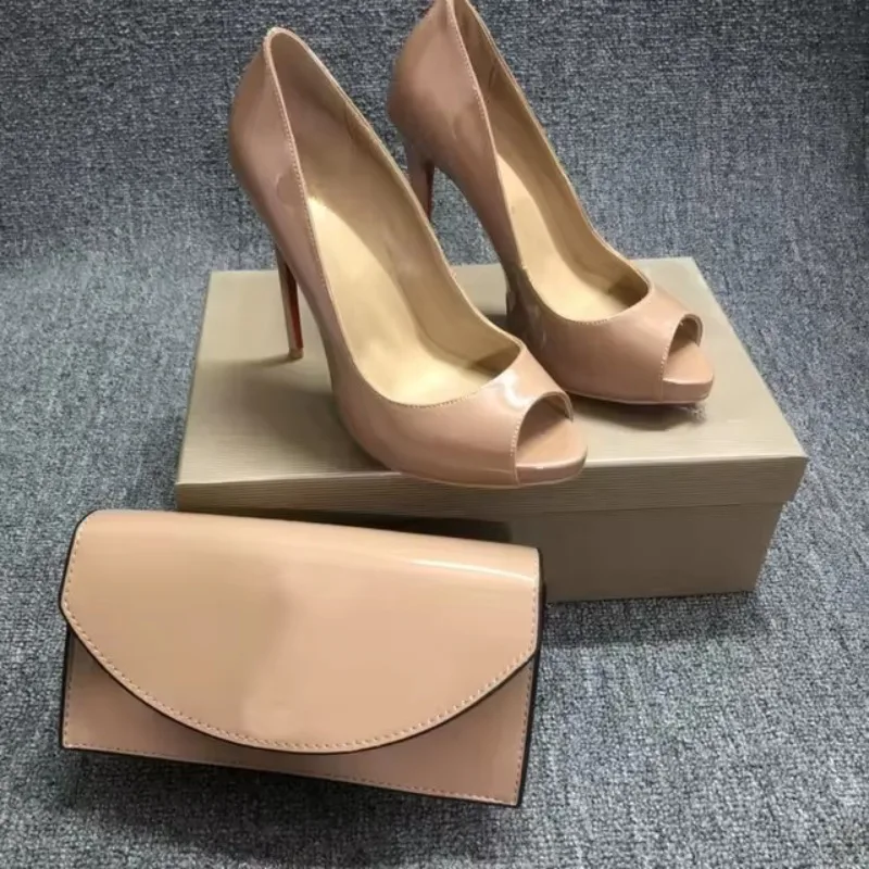 Chaussures à talons aiguilles pour femmes, sandales à talons hauts fins avec mini sac à moraillon pour dames et filles, ensemble de sacs, haute qualité