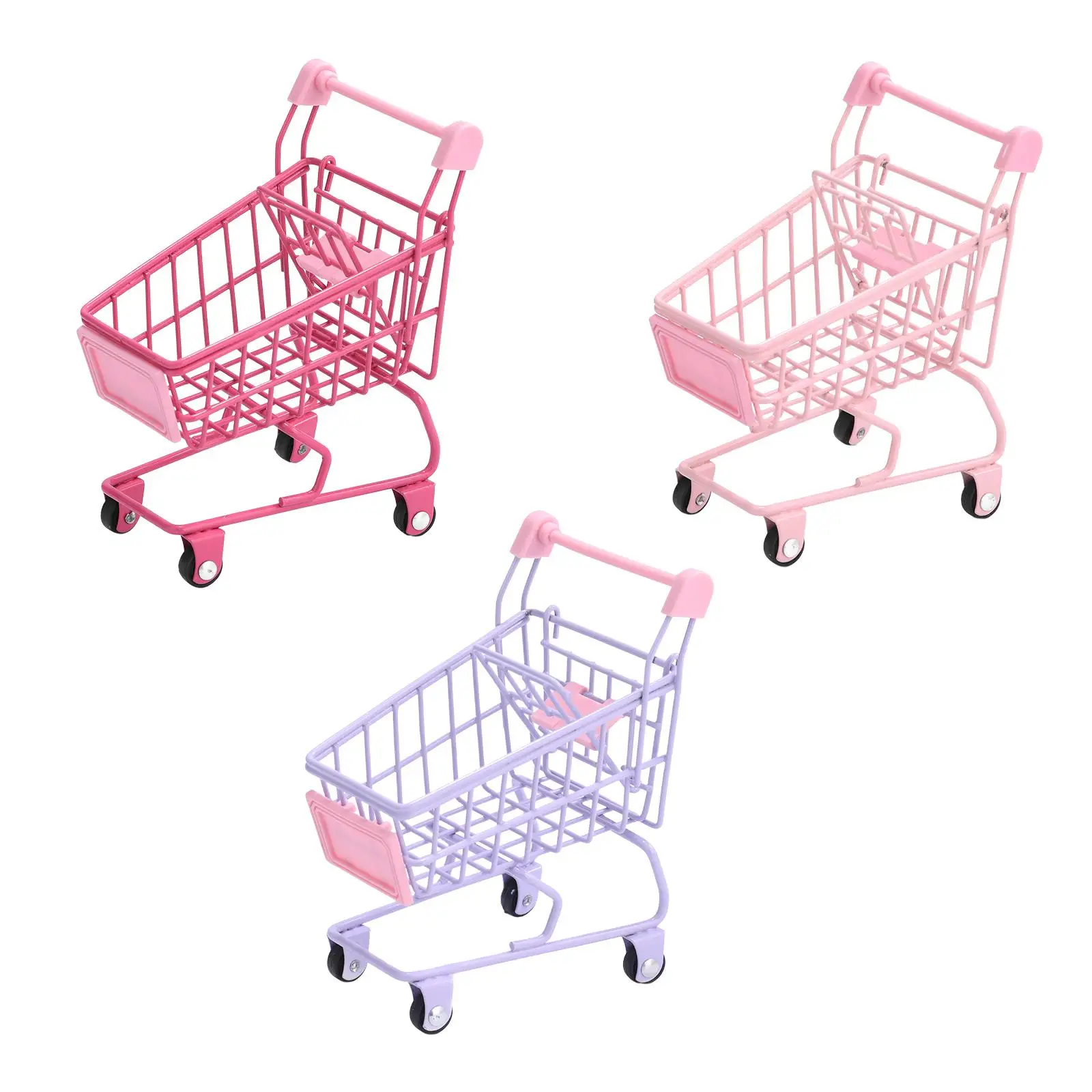 Miniature Shopping Cart Basket Stationery Desktop Organizer Storage Box for Office Supplies Doll House Decor Play House Toy