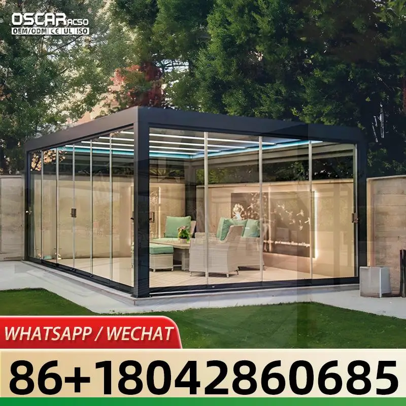 Modern Retractable Customized Size Aluminium Louvered Outdoor Gazebo for Wedding Backyard Garden Patio pergola