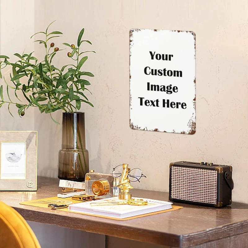 Custom Metal Tin Sign 1pc Personalized Custom Image & Text Vintage Distressed Iron Plaque Wall Decor for Home Cafe Bar Garage - view 6