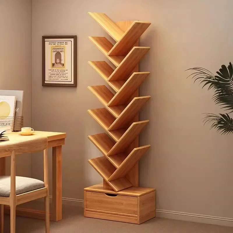 Bookshelf Floor-to-ceiling shelf Household creative tree-shaped bookshelf Simple integrated shelf against the wall
