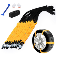 Universal Yellow 10pcs Car Snow Chains TPU Wheel Security Chains Adjustable Snow Tire Chains Belt Emergency Anti-Skid Anti-Slip