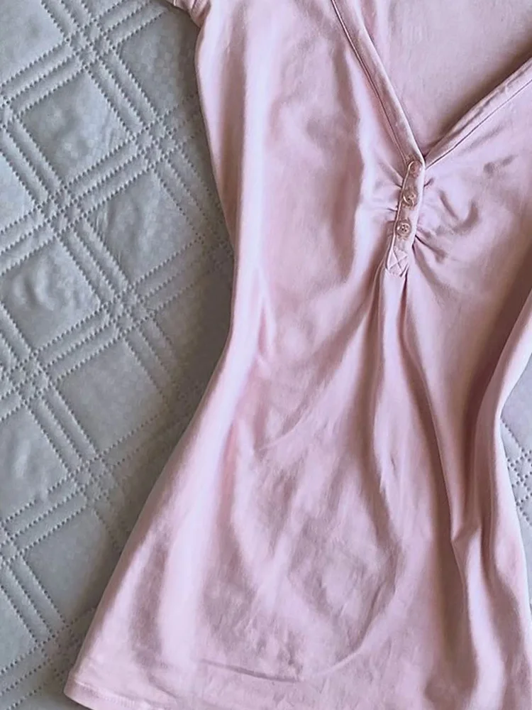 نهاية الأزهار الأصلية الرجعية فريدة من نوعها جميلة الوردي ort Sve تي شيرت التخسيس الخصر تصميم الصيف عارضة Sle القطن مزيج أعلى #5