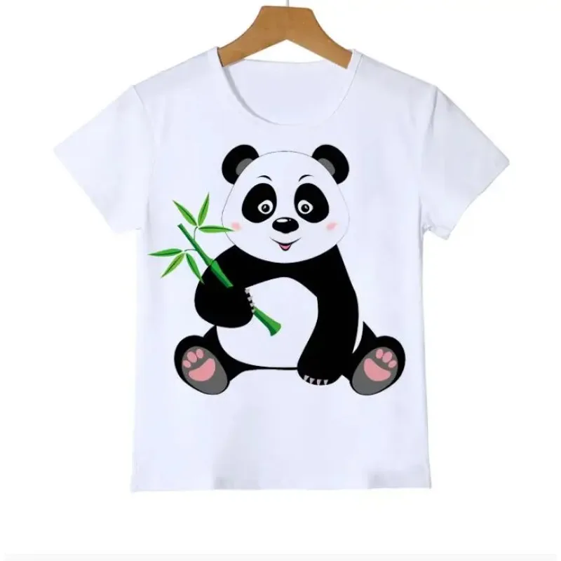 Cute Best Kids T-shirt Funny Panda  Animal Collection Cartoon Pattern Summer T Shirt for Boys/Girls White Short Sleeve Tops