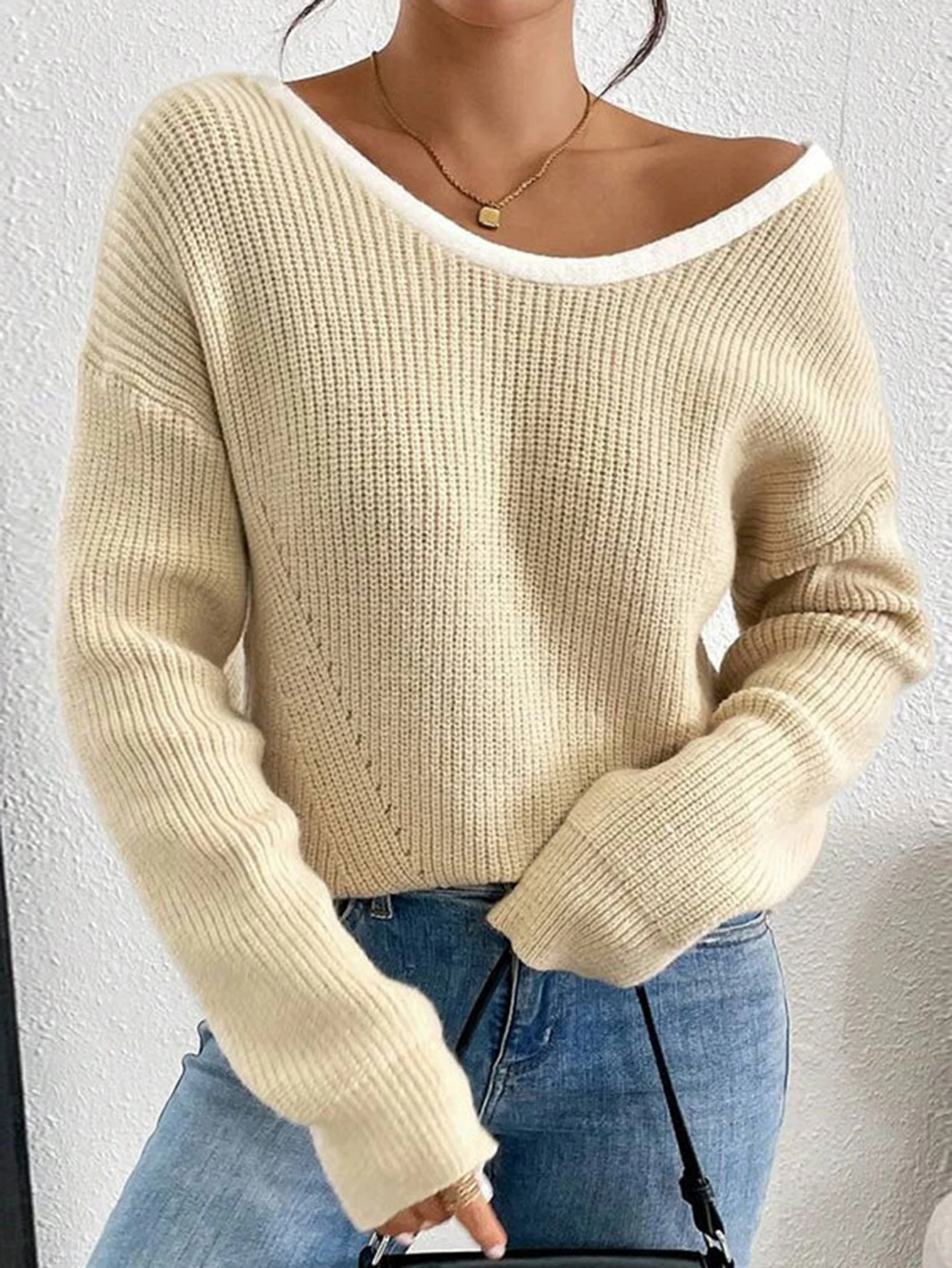 Women's Long Sleeve round Neck Sweaters Comfortable Plain Simple Fashion Autumn Winter Daily Wear Style