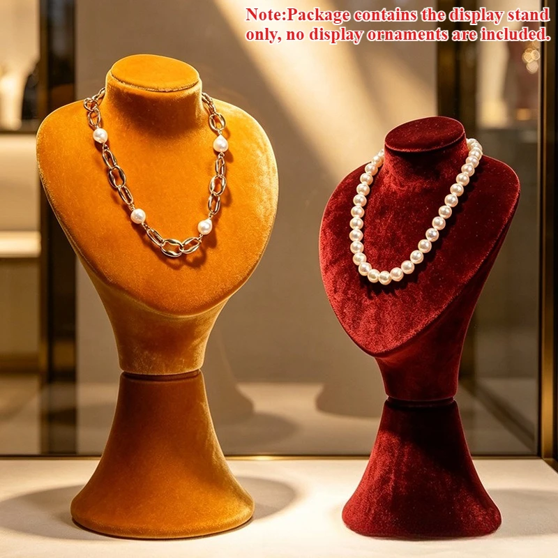 Palace Style Velvet Mannequin Neck Form Jewelry Display Stand Multi-functional Necklace Holder for Store Counter Home Collection